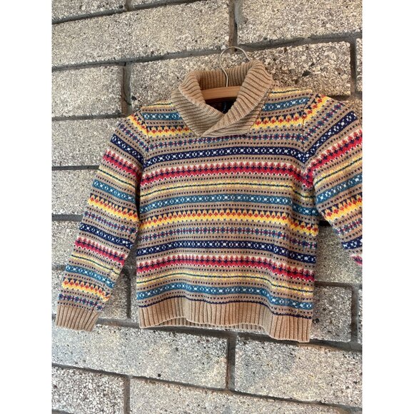 Janie & Jack Kids Fair Isle Knit Sweater Size 6 Multicolor Cotton Blend Cozy Win - Picture 2 of 6